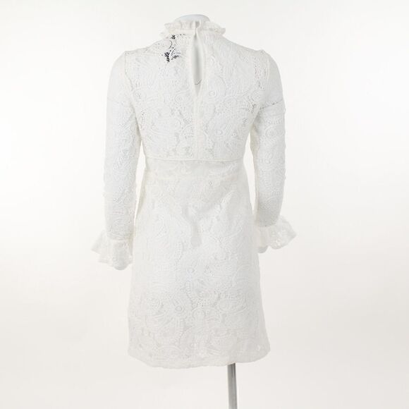 Maje Riline Guipure-Lace Mini Dress in Ecru - Picture 4 of 5